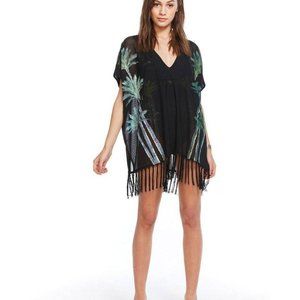 Chaser Printed Palm Tree Coverup Xs/S Black